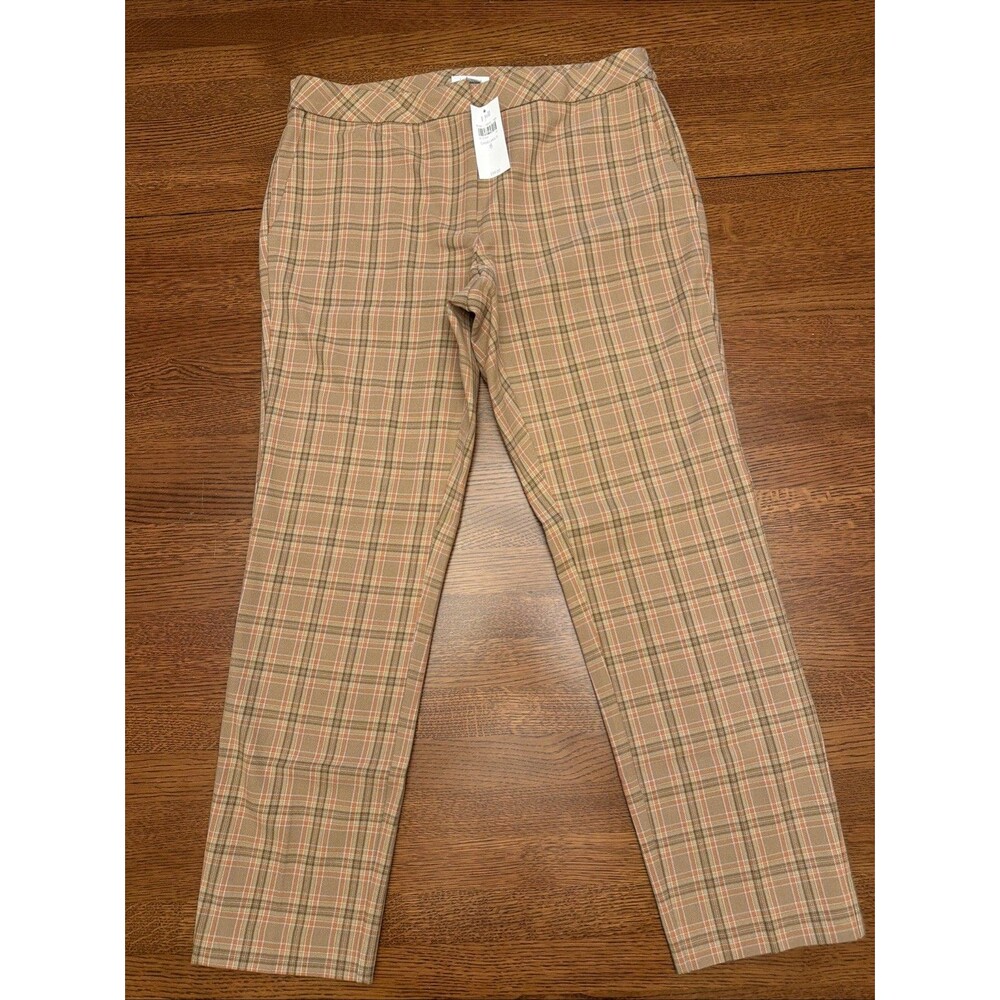 NWT J. Jill Pants Womens 8 Multicolor Plaid Premium Bi-Stretch Four Pockets New